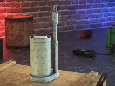 World War II M2 Anti Personnel Mine with Detonator and Wires Yellow 3D model