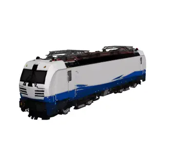 Modern Electric Locomotive Low Poly Train Engine Low-poly 3D model