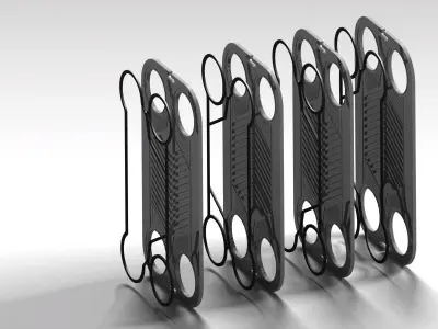 Fluxo Plate Heat Exchanger CAD Model 3D model