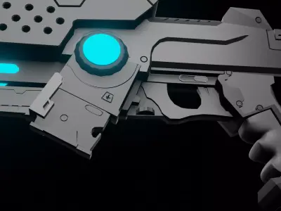 Low-poly fully rigged sci-fi gun Low-poly 3D model