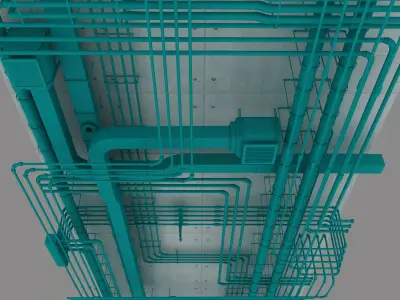 Pipes industrial ceiling 3D model purchase