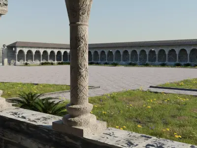 Medieval Castle Garden Low-poly 3D model