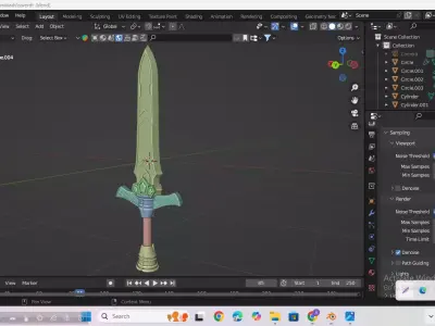 Fantasy Rune Enchanted Sword Game Ready 3D Model PBR Low-poly 3D model