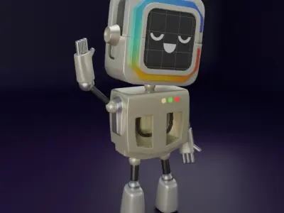 stylized rigged robot character 3D model