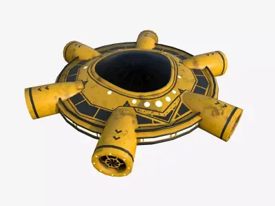 Alien Spaceship UFO J08 Yellow Dirt - Sci Fi Spacecraft Design Low-poly 3D model