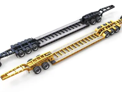 Lowboy trailer Low-poly 3D model