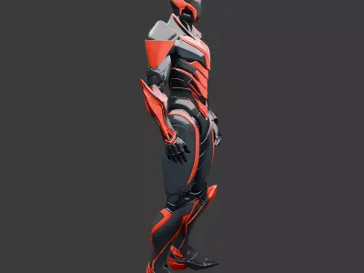 Futuristic Battle Exosuit Low-poly 3D model