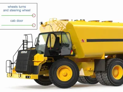 Water Truck CAT 775 Rigged 3D model