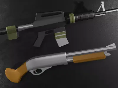 Low Poly Guns and Weapons Pack Low-poly 3D model