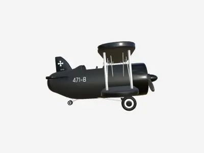Airplane Cartoon A04 Black - Classic Aircraft Low-poly 3D model