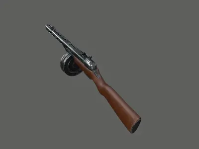 PPSh41 Submachine Gun Low-poly 3D model