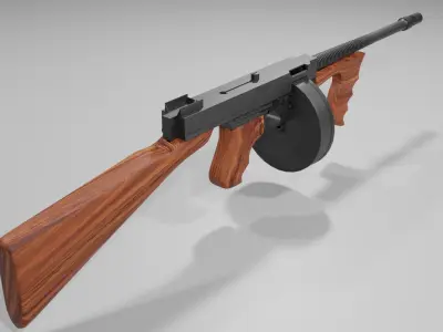 Thompson Submachine Gun Low-poly 3D model
