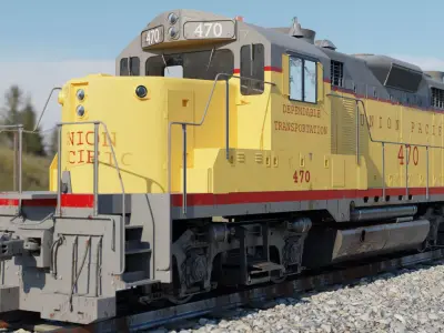 Diesel Train Locomotive EMD GP20 Textured 3D model