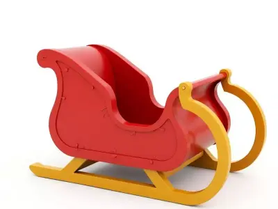 Stylized Santa Claus Sleigh Low-poly 3D model purchase