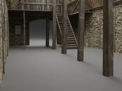 Medieval barn Low-poly 3D model purchase
