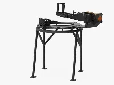  Vehicle Mounted Machine Gun Ring Mount Rigged for Cinema 4D 