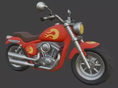 Cartoon Red Chopper Motorcycle 3D Model 3D model purchase