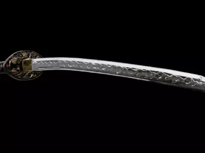 Katana Sword Curved Single-Edge Blade Low-poly 3D model