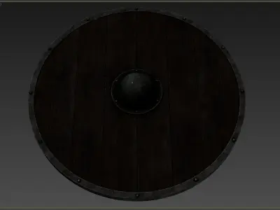 Wooden shield Low-poly 3D model 3