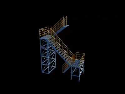 Industrial stair 3D model