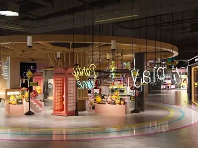 Industrial-style shopping mall - amusement park - toy store 3D model