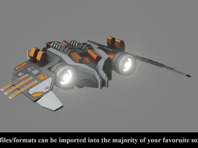 Sci-Fi Fighter Ship v1- Low Poly - Game Ready - PBR Low-poly 3D model