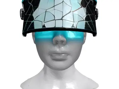 Futuristic Holographic Visor Cracked 3D model