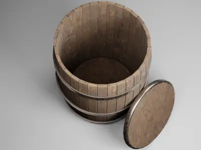 Wood Barrel Free low-poly 3D model purchase