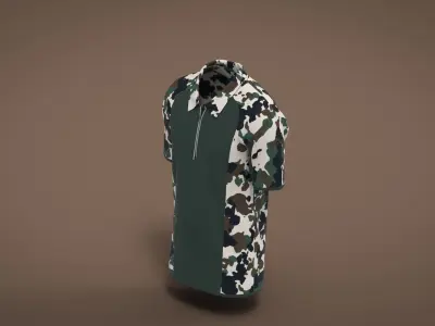 Military Outfit - T-shirt Low-poly 3D model 10