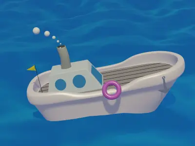 Low Poly Game Ready Boat 3D model
