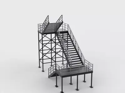 Industrial Stairs Modular 04 3D model