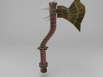 low-poly fantastic battle axe Low-poly 3D model