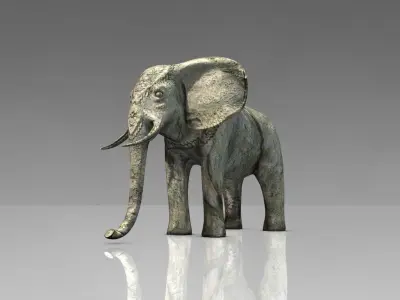 Angkor stone elephant  Low-poly 3D model
