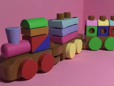 Wooden Train 3D model