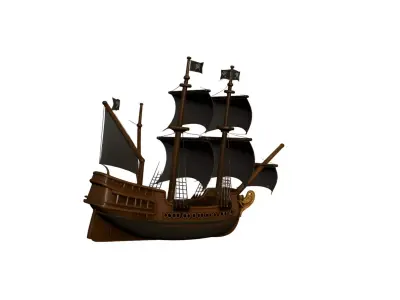 Black Galleon Ship 3D Model Realistic Historical Sailing Vessel 3D model