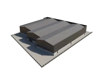 Factory Building Low-poly 3D model 2