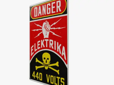 Vintage electric danger sign 02 3D model