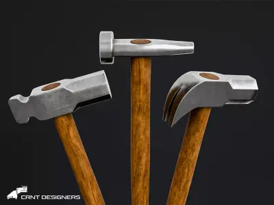 Medieval Blacksmith Hammer Set Low-poly 3D model