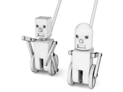 Wooden toy robots 02 3D model