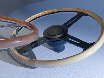 Woodgrain steering wheel Low-poly 3D model