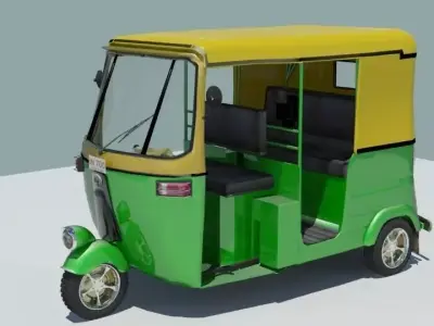 Indian auto Rickshaw Green 3D model
