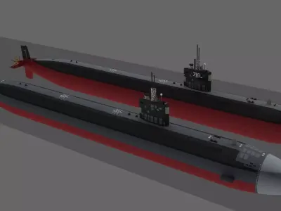 USS SSN Los Angeles Batch I and II submarine 3D model