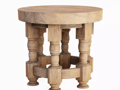 Wooden Round Table 03 3D model