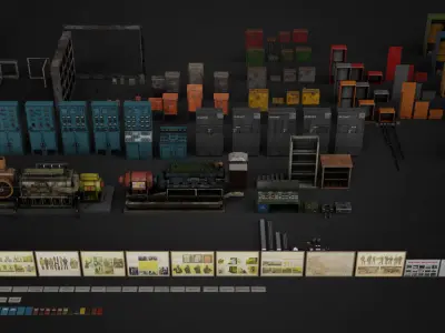 Industrial Underground Props Pack Low-poly 3D model