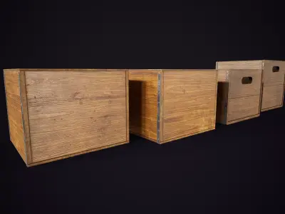 Vintage Wooden Crates Low-poly 3D model