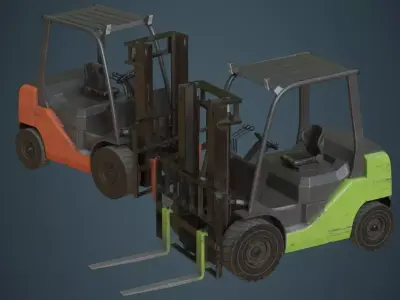 Forklift 1B Low-poly 3D model