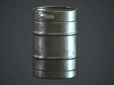 Stainless Steel Beer Keg PBR Game Ready Low-poly 3D model