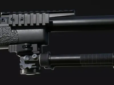 Atlas BT10 Bipod and Embedded Front Rail - Game Asset Low-poly 3D model
