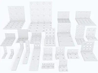 Bracket metal plate with holes 3D model