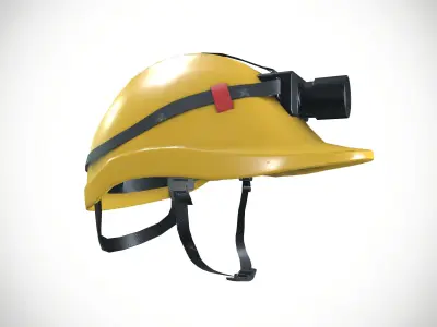 Safety Helmet With Torch Low-poly 3D model